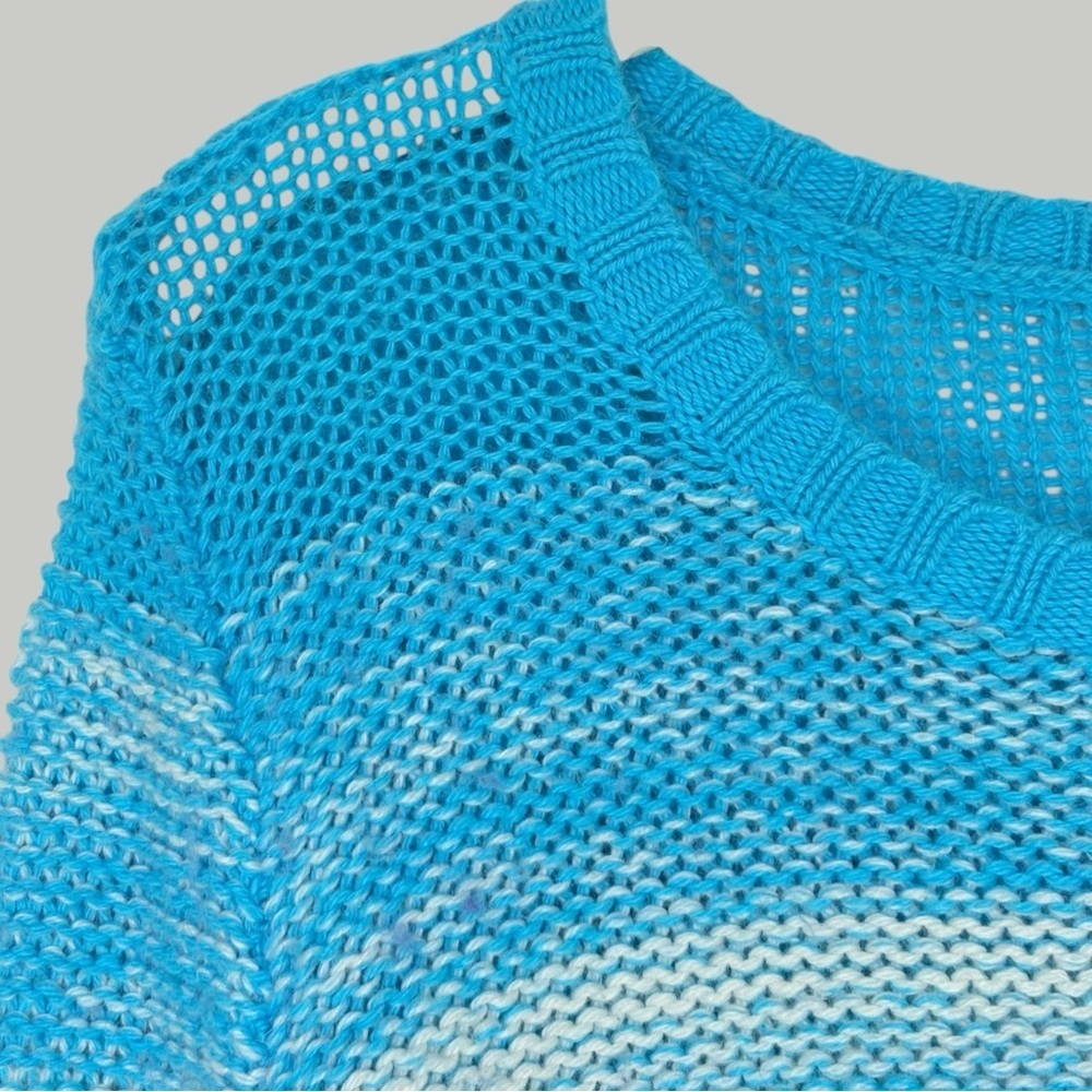 Y2K Hollister Blue Crop Cable Knit Sweater M Logo Pullover Coastal Grunge, Surf - Picture 5 of 12